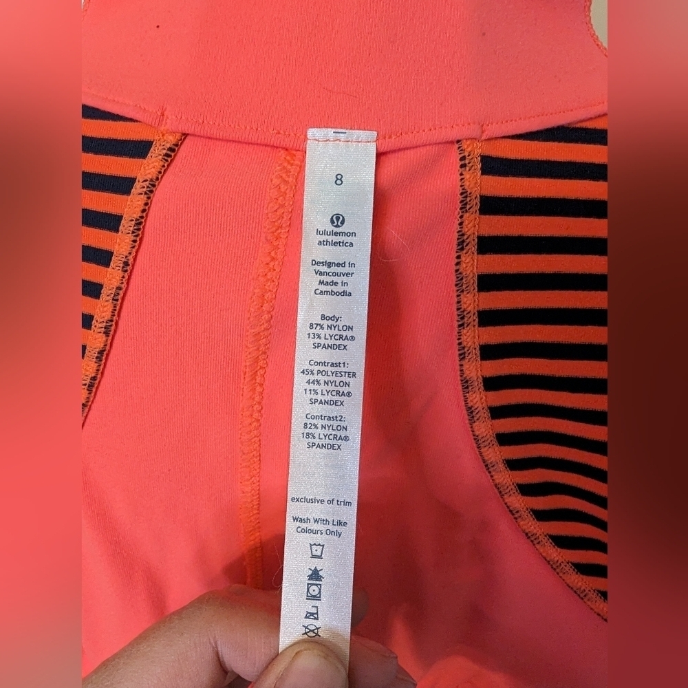 Lululemon Flare Orange Navy Inkwell Blue Stripe Jacket Full Zip. Women's 8 - Picture 8 of 8